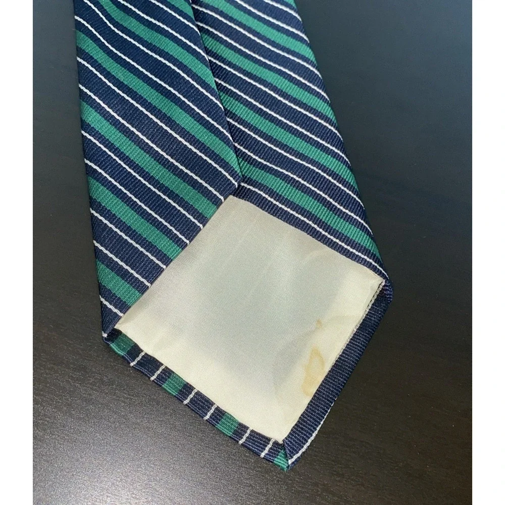 Brooks Brothers Makers Silk Necktie Mens Tie Blue Green Stripe Vintage Regent‎
